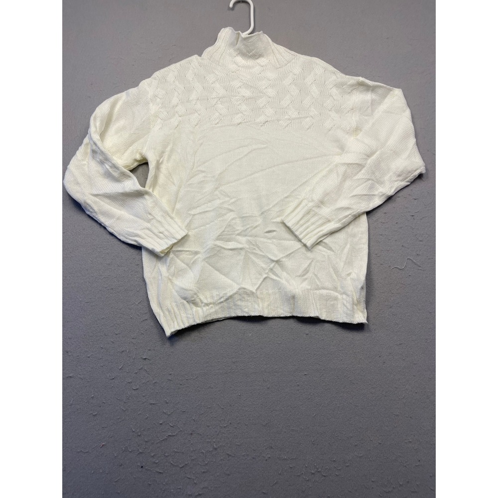 Pullocardi Sweater 100% Polyester White Solid Small Mens